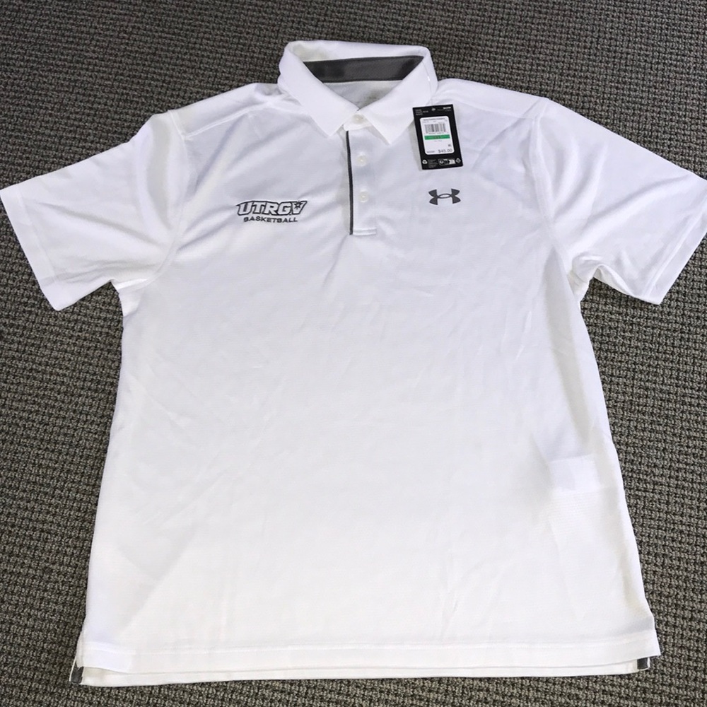 Under Armour White UTRGV Basketball Polo Shirt